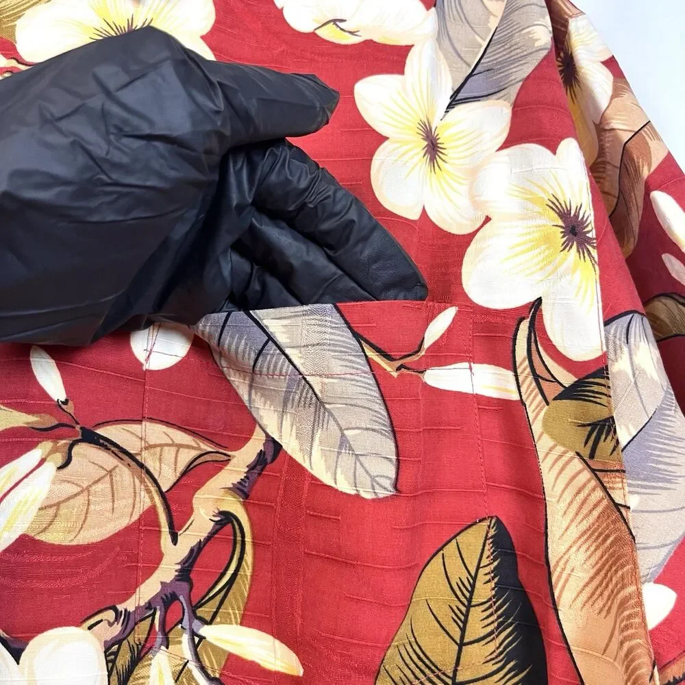Jamaica Jaxx 100% Silk Hawaiian Shirt Men’s L Red Floral Aloha Boho